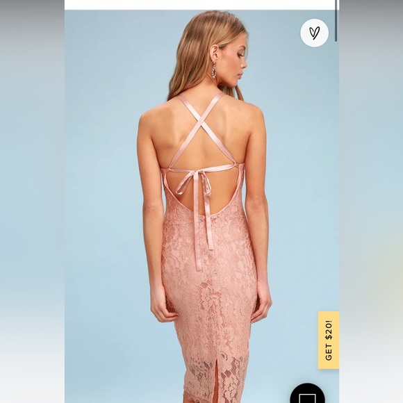 Lulus blush pink lace bodycon cocktail dress, size Medium - Picture 2 of 2